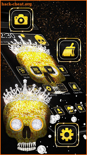 Gold Diamond Crown Skull Theme screenshot