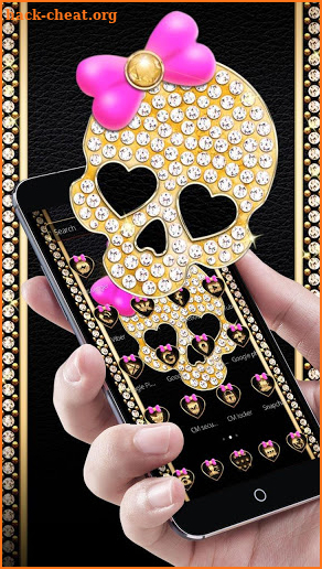 Gold Diamond Skull Pink Bowknot Theme screenshot