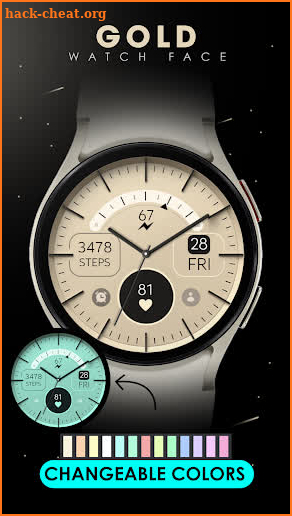 Gold Elegant analog watch face screenshot