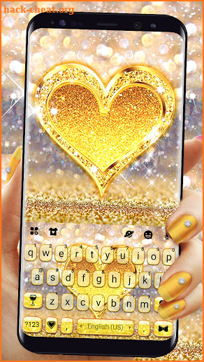 Gold Luxury Heart Keyboard Background screenshot