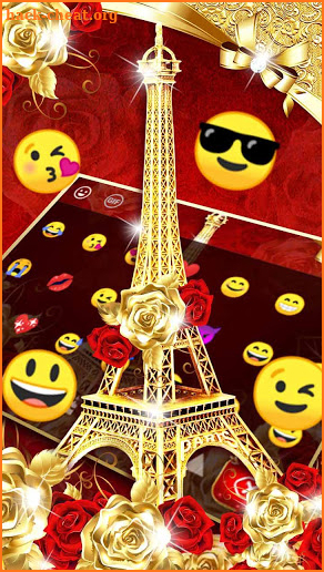 Gold Red Rose Eiffel Tower Keyboard screenshot