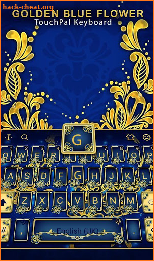 Golden Blue Flower Keyboard Theme screenshot