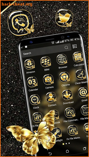 Golden Butterfly Glitter Launcher Theme screenshot