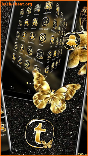 Golden Butterfly Glitter Launcher Theme screenshot