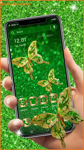 Golden Butterfly Glitter Theme screenshot