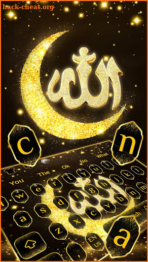 Golden Glitter Allah Keyboard Theme screenshot