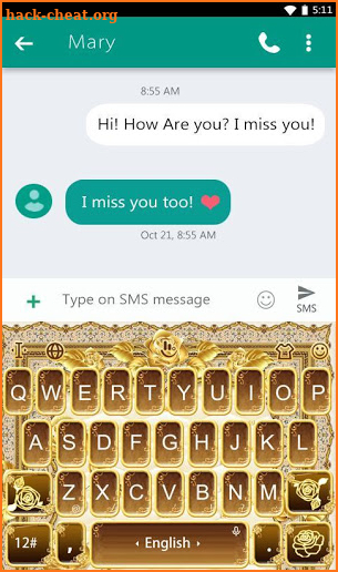 Golden Gorgeous Rose Keyboard Theme screenshot