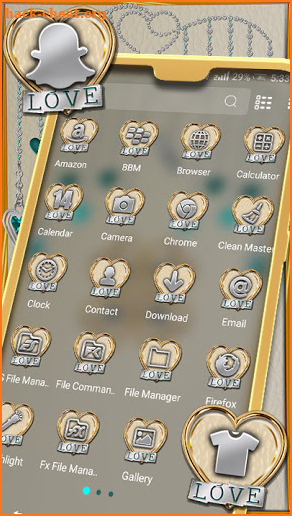 Golden Heart Love Launcher Theme screenshot