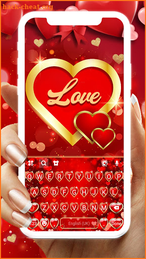 Golden Love Hearts Keyboard Background screenshot