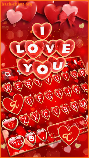 Golden Love Hearts Keyboard Background screenshot