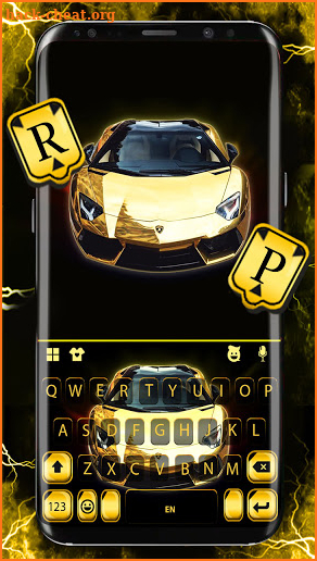 Golden Race Car Keyboard Background screenshot