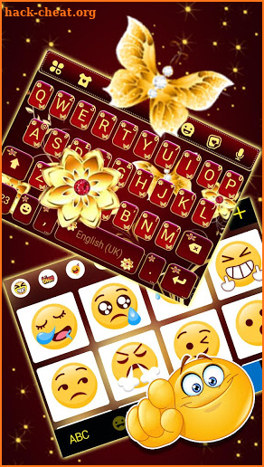 Golden Red Flowers Keyboard Background screenshot