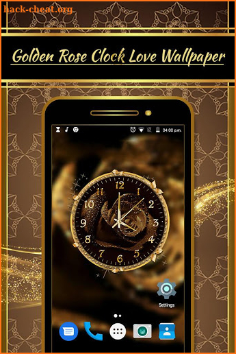 Golden rose Flower Clock Live Wallpaper screenshot