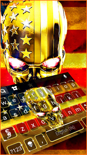 Golden Skull US Flag Keyboard Background screenshot