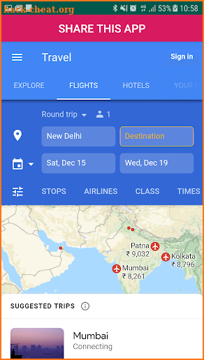 Google Flights screenshot