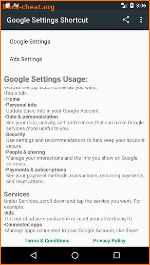 Google Settings App Launcher screenshot