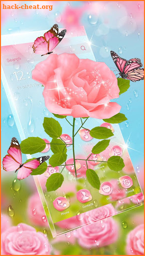 Gorgeous 3D Pink Rose Theme screenshot