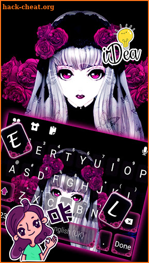 Gothic Creepy Girl Keyboard Background screenshot