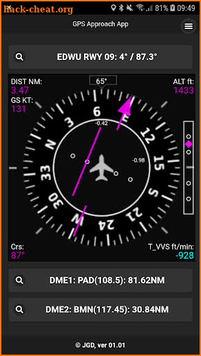 GPS ILS DME Approach (HSI, CDI, Glidepath) screenshot