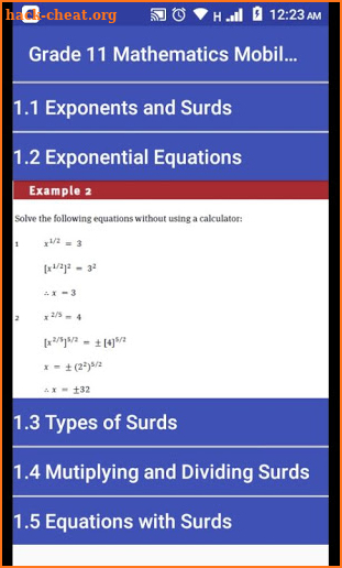 Grade 11 Mathematics Mobile Application screenshot