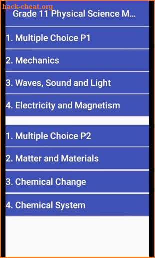 Grade 11 Physical Science Mobile Application screenshot