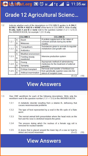 Grade 12 Agricultural Sciences Mobile Application screenshot