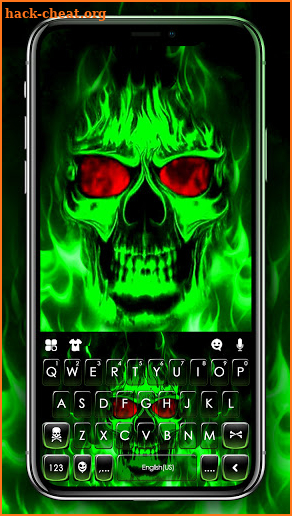 Green Neon Skull Keyboard Theme screenshot