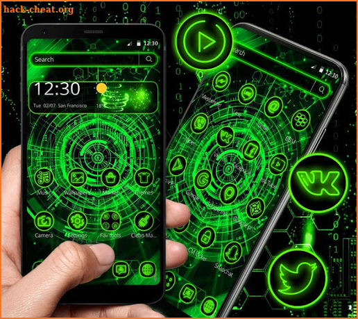 Green Neon Technology Theme screenshot