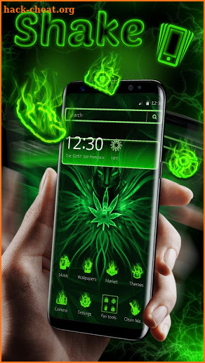 Green Neon Weed Skull Theme screenshot