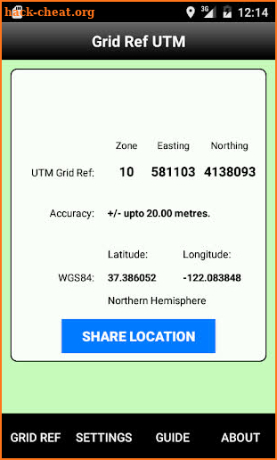 Grid Ref UTM screenshot