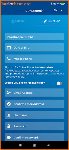 Grifols Donor Hub screenshot