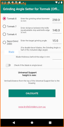 Grinding Angle Setter for Tormek screenshot