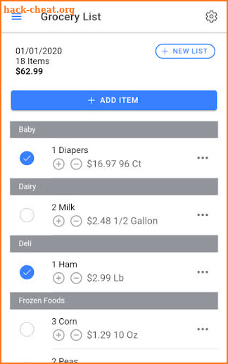 Grocery List Organizer screenshot