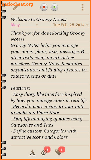 Groovy Notes - Personal Diary screenshot