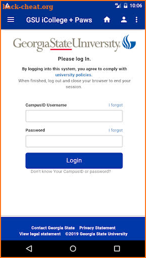 GSU iCollege + Paws screenshot