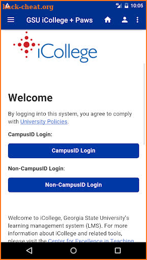 GSU Paws & iCollege screenshot