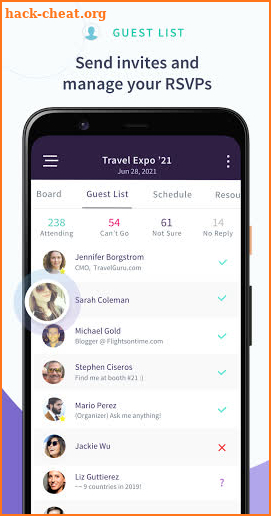 Guestboard – Better Group Events screenshot