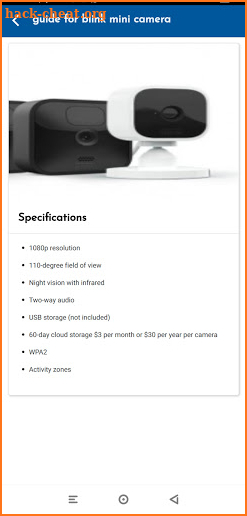 Guide For BLINK mini camera screenshot