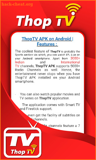 Guide For ThopTV - HD Live & Free TV screenshot