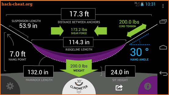 Hammock Hang Calc screenshot