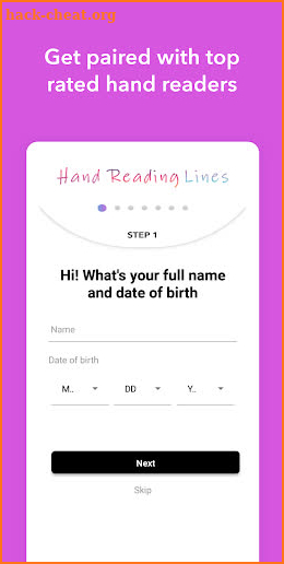 Hand reading lines screenshot