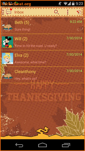 Handcent 6 ThanksGiving Skin screenshot