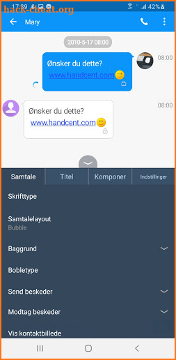 Handcent Next SMS Danish Language pack screenshot