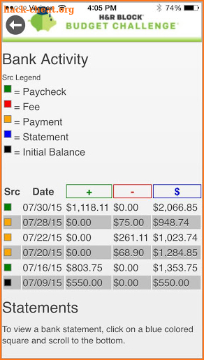 H&R Block Budget Challenge screenshot