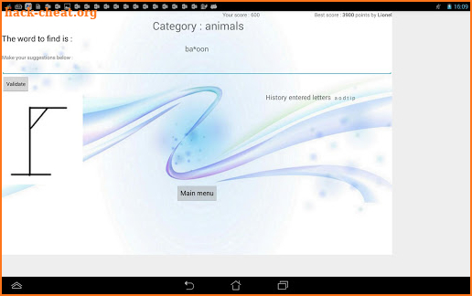 Hangman 1 and 2 player(s) screenshot