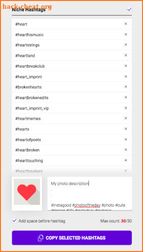 Hashtag Generator for Instagram screenshot
