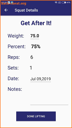 Hatch Squat Calculator screenshot