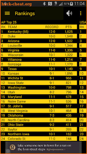 Hawkeye Basketball Schedule screenshot