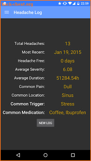Headache Log screenshot