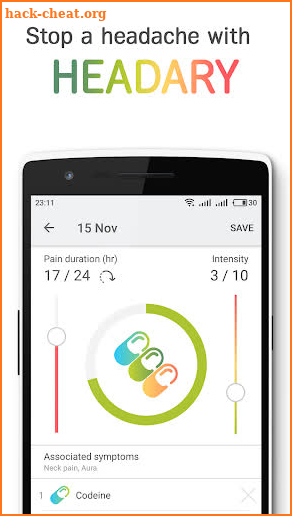 Headary: headache diary screenshot